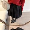 Korean Polka Dot Woolen A-Line Mini Skirt with Elastic Waist for Petite Women