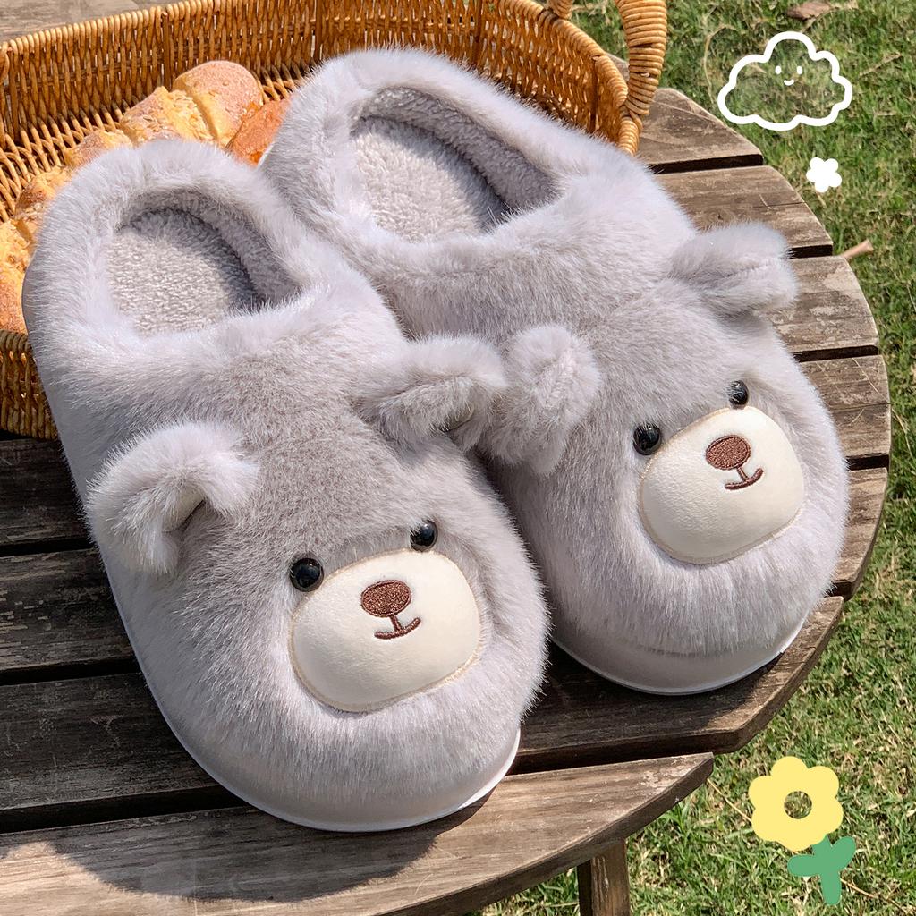 Cartoon Women Home Slippers Plush Warm Thick Bottom Slides Cute Soft Non-slip Slippers Indoor Outdoor Men Casual Slippers
