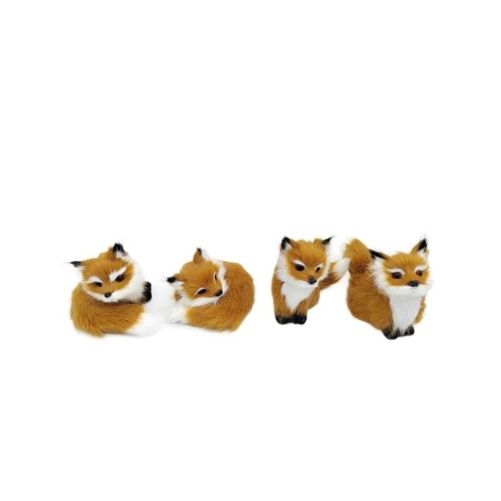 Figurine Peluche Renard Poupée Jouet Mini Renard Accroupi Assis Modèle Peluche Simulation Renard Cadeau d'Anniversaire