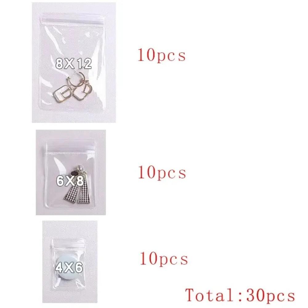 30Pcs Transparent PVC Jewelry Pouches Zip Storage Bag for Earring Necklace Jewelry Anti-Oxidation Display Packaging Bags