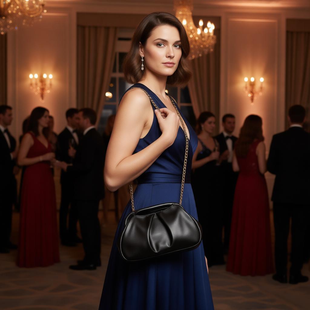 Fashionable Metallic Folded Handbag with Chain Luxury Designer Shoulder Cloud Purse Women Wedding Evening Clutch Bag Party Bag