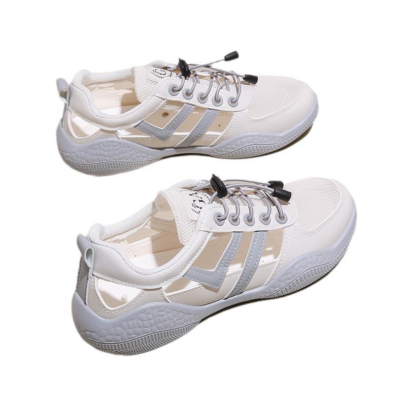 Little white shoes women's 2025 summer hollow breathable sports mesh shoes casual non-slip soft sole pregnant women bag head sandals women's tide