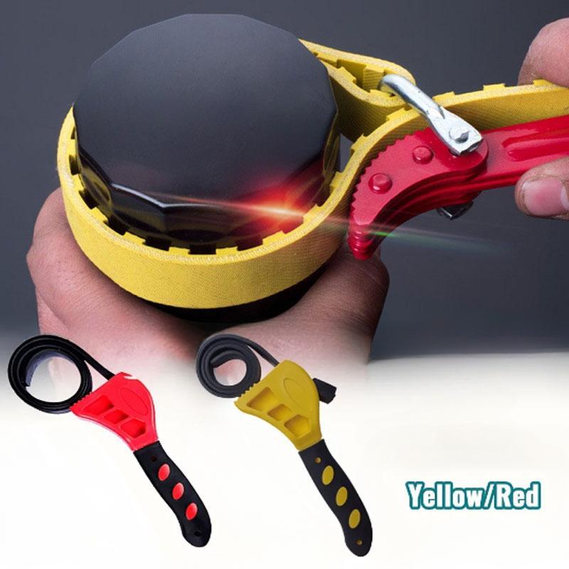6Inch Belt Wrench Oil Filter Puller Strap Spanner Chain Wrench Strap Opener, Adjustable Disassembly Tool