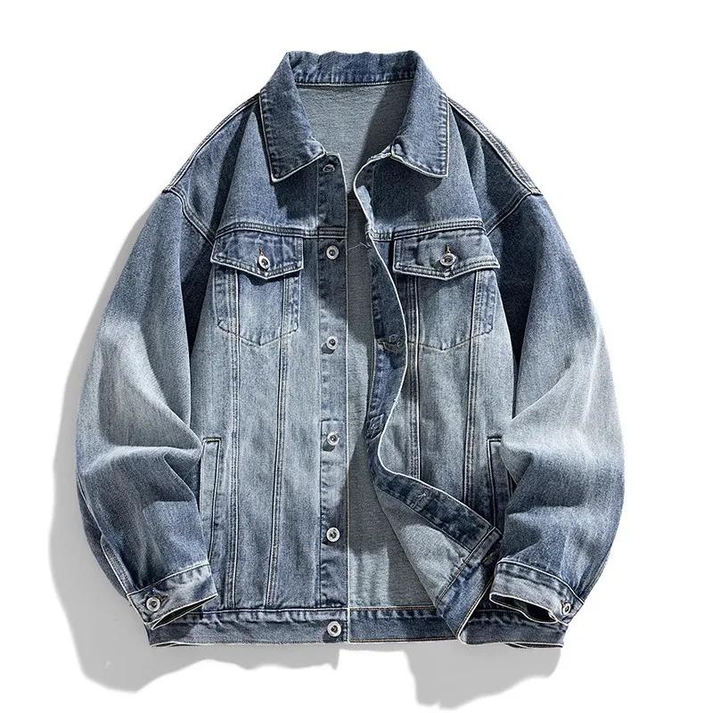 Spring Autumn Men's Denim Jacket Vintage Loose Turn Down Collar Jean Outwear Coat Men Fashion Couple Streetwear Denim Jacket