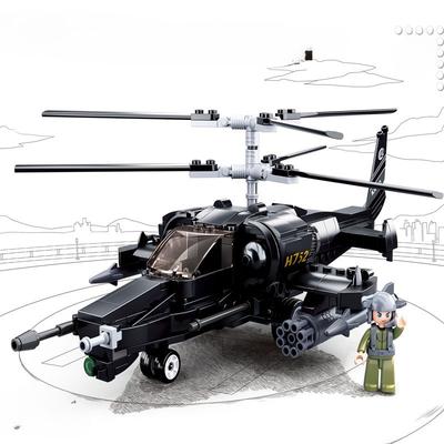 0752 330pcs Military Army Ka50 Armed Armored Helicopter Aircraft Weapon Building Blocks Toy Brick NO BOX