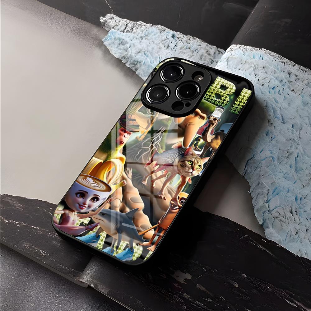 Animals Italian Brainrot Phone Case For IPhone 17 Air 16 E Pro Max 15 14 13 Mini 12 Pro 11 Max Plus Black Glass Cover