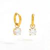 High End 18K Gold Plated PVD Single Round Zirconia Pendant Huggie Earrings Trendy Stainless Steel Fashion Jewelry-