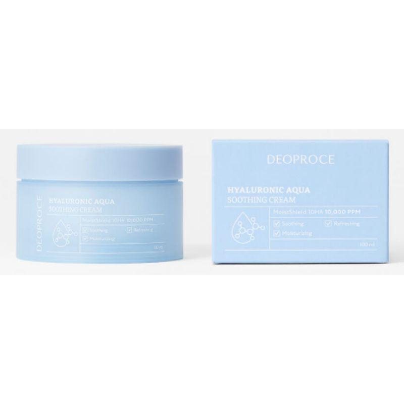 DEOPROCE Hyaluronic Aqua Soothing Cream 100ml – Deep Hydration Moisturizing Face Cream with Hyaluronic Acid
