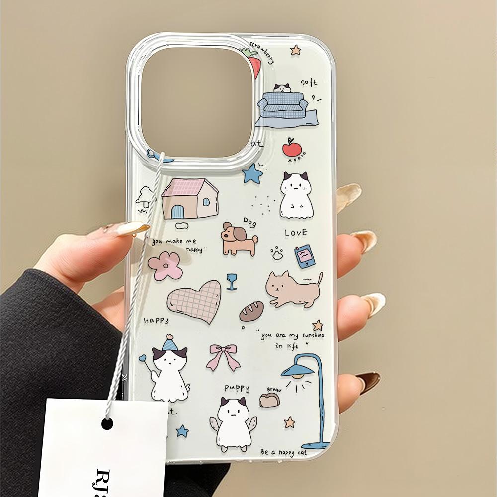 Painted Phone Case for iPhone 12 13 15 16 iPhone 16 12 13 14 15 Pro  14 15 16 Pro Max Coverage Shockproof Anti-Fingerprint Fresh Style Protective Case