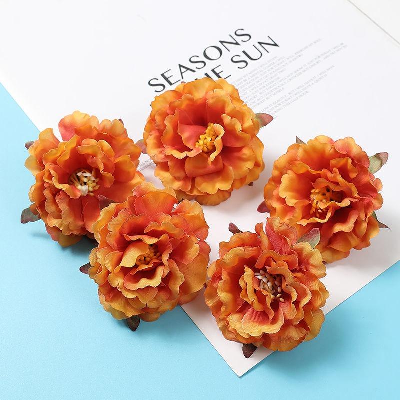 

5/10PCs Artificial Flowers 6.5cm Silk Fake Flowers Heads for Home Room Dceor Garden Wedding Marriage Decoration Gifts Accessory 5Pcs оранжевый