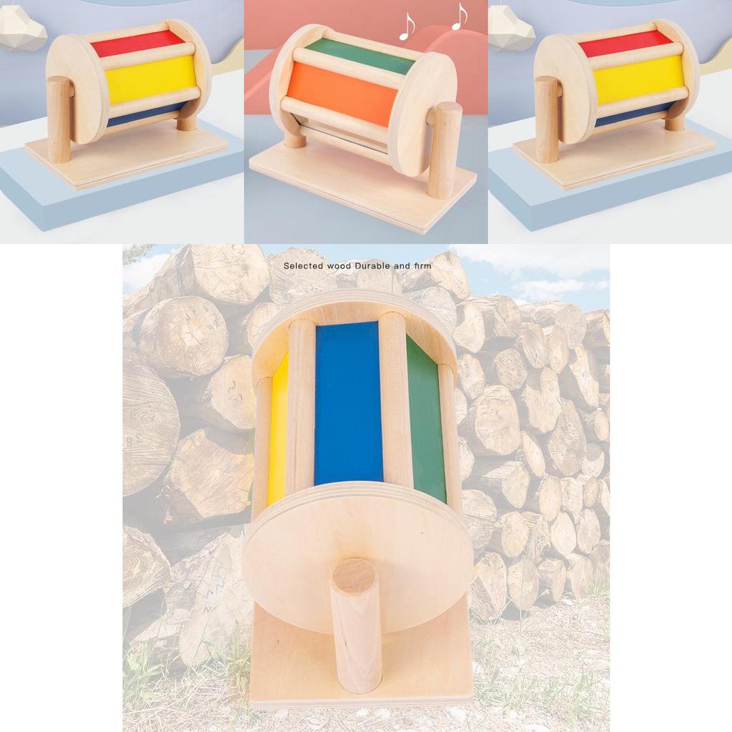 Wooden Montessori Textile Drum Educational Toy For Preschool Learning