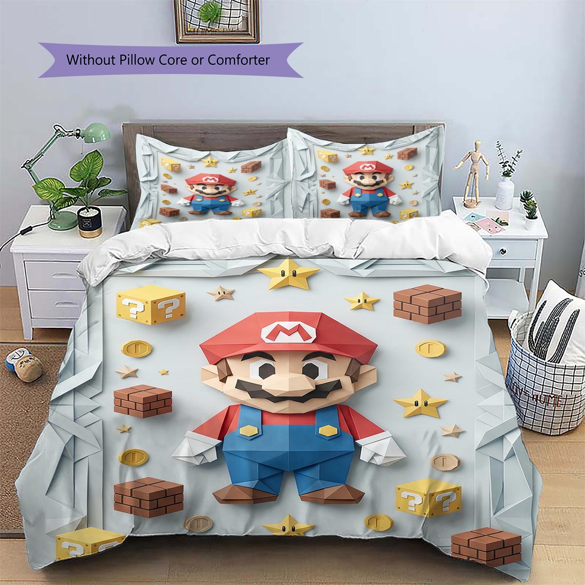

Mario Game Cover Art Duvet Cover & Pillowcases, Mario Fan Game Bedding, Ideal Gift.chl 135x200cm