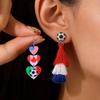 USA Canada Mexico World Cup Flag Element Earrings Tassel Heart Round Acrylic Earrings Dangle Jewelry for Women