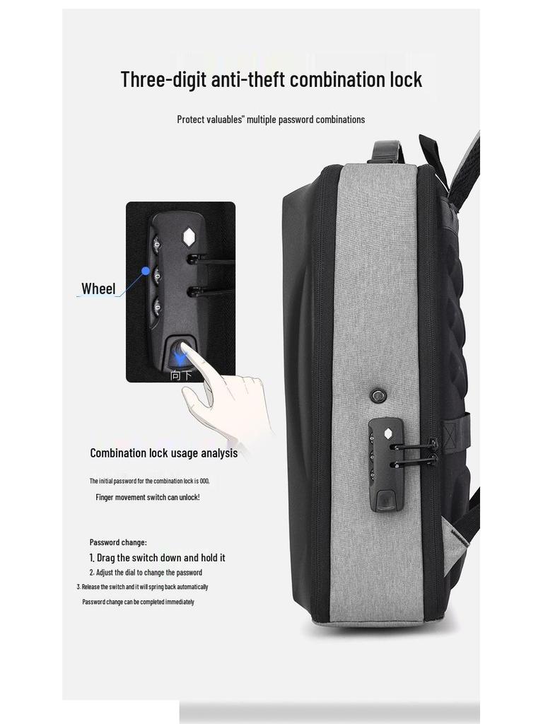 Men's Water-resistant Hard Shell Laptop Backpack for Business, Casual, or College Use
