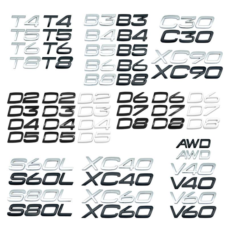 T4 T5 T6 T8 AWD Emblem Car Bumper Trunk Sticker For Volvo D2 D3 D4 D5 D6 D7 D8 V40 V60 XC40 XC60 XC90 C30 S60L S80L Accessories