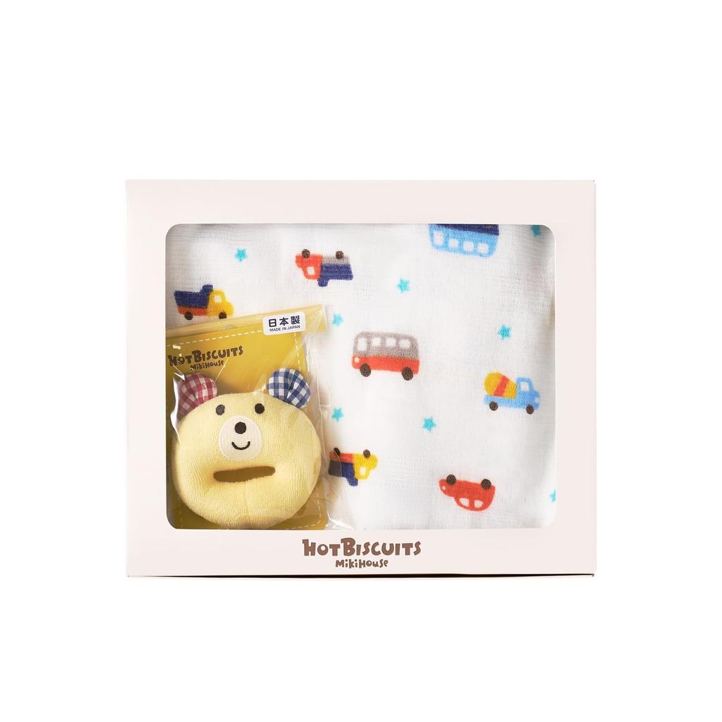 MIKI HOUSE HOT BISCUITS Gauze Bath Towel Gift Set for Boys and Baby Baby White x Box Size Set, Girls, Clothes, Gift, Blue, Included, Unavailable,