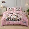 3pcs Valentine's Day Romantic Pink Cow Print Coreless Down Duvet Cover Set Comfortable Bedroom Bedding Decoration Machine Wash