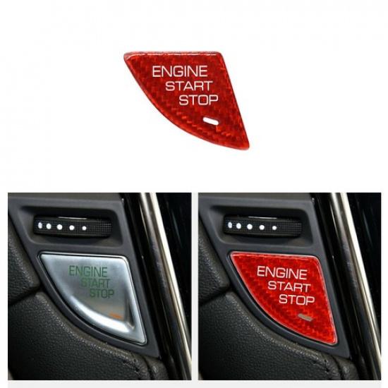 Car Real Carbon Fiber Engine Start Buttons Cover Cap Trim Fit For Cadillac ATS