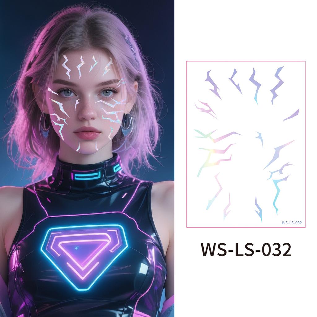 Laser Temporary Tattoo Stickers Anime Cosplay Stage Performance Makeup Waterproof Facial Sticker Halloween Party Decorations