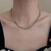Elegant French Dopamine Colorful Beaded Pearl Necklace with Simple Shell Pendant