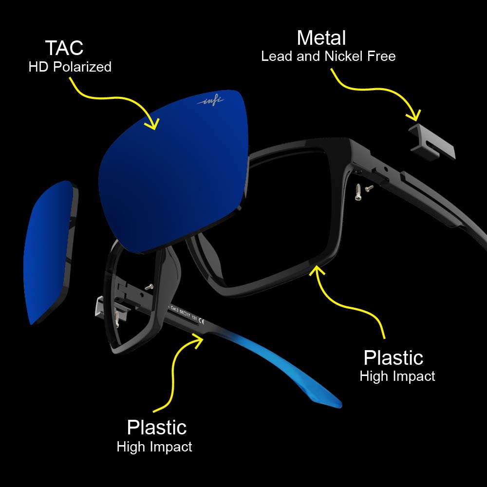 Polarized Sunglasses for UV Gradient Black Blue Mirror Designer Model [INFI] Fishing, Driving, Sports, Running, Protection, Men's & Women's, Frame,