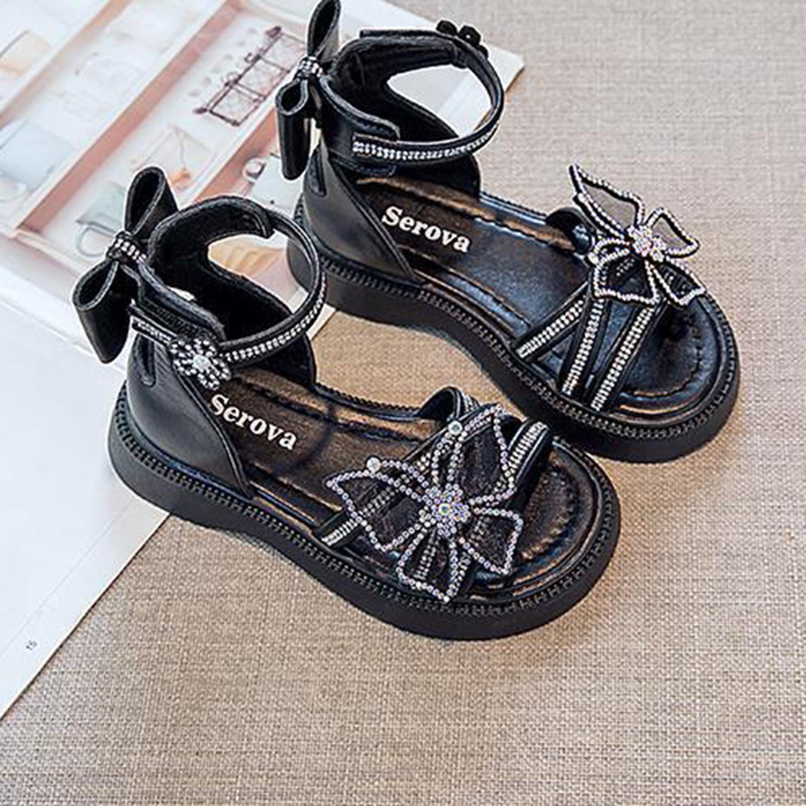 

Сандалии для девочек, детские тапочки, туфли с кристаллами для девочек, пляжные сандалии 37 чёрный