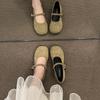 Suede fairy wind with skirt shallow mouth single shoes spring 2024 new flat shoes retro round head Mary Jane shoes