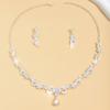 3 pieces of women's trendy bow, water drop earrings, necklace, Zircon set, wedding, banquet, party, and holiday gifts