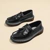 Fashion Breathable Slip On Loafers Thick Platform Casual Shoes Male Round Toe Cowhide Leather Driving Shoes Vintage Mens Summer Flats