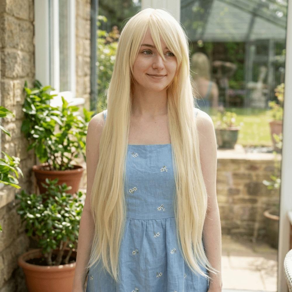 Straight Versatile 39.37inch Handmade Wig Universal Halloween Cosplay Wig  Makeup Party