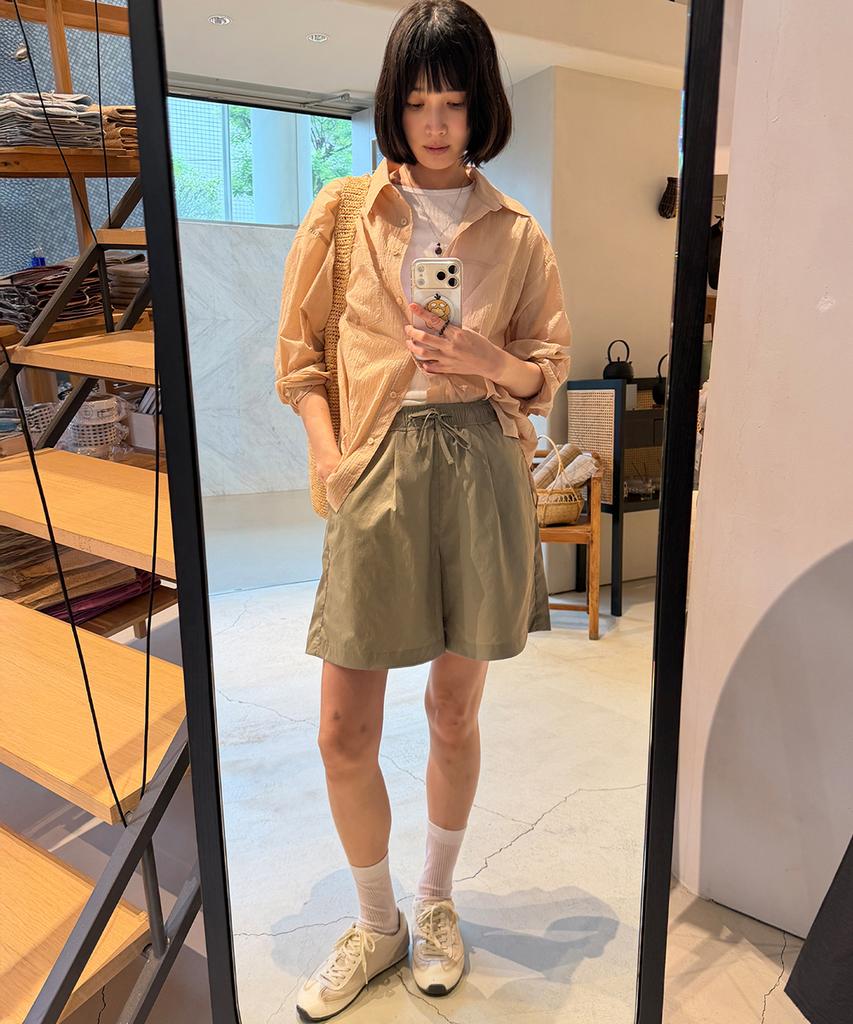 MALOUPE 4121 Summer Nylon Oversized Shirt (Beige)