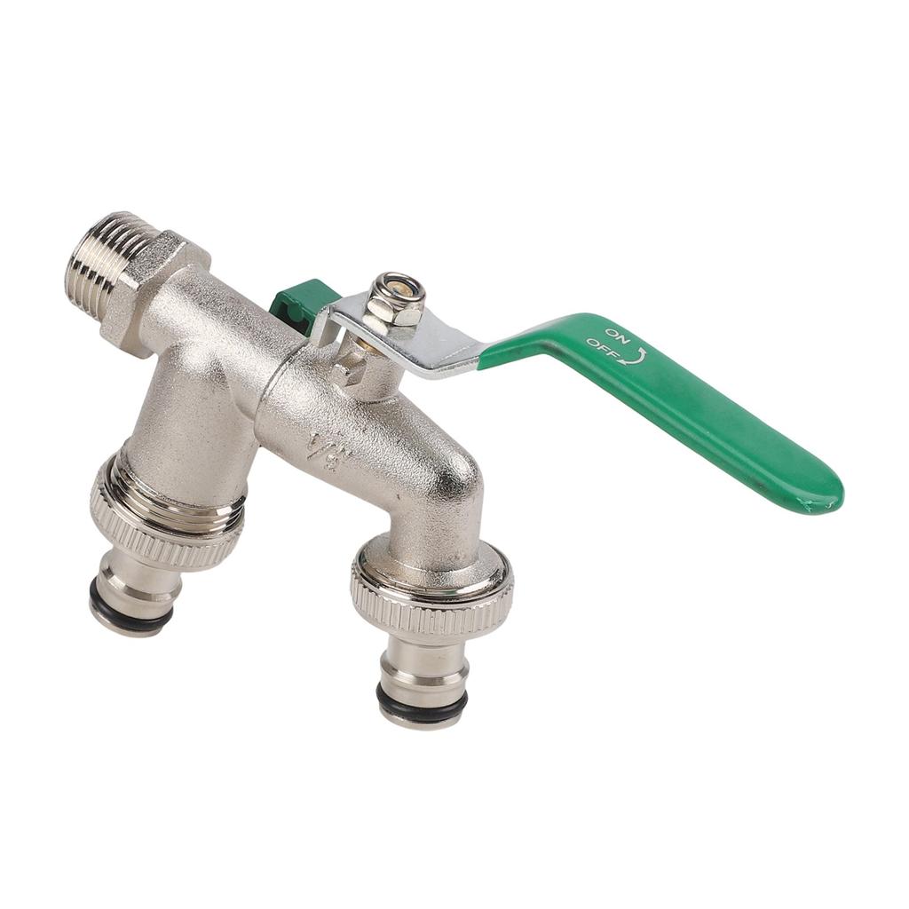 Double Outlet Faucet for Garden with Copper Construction and Hose Connectors
