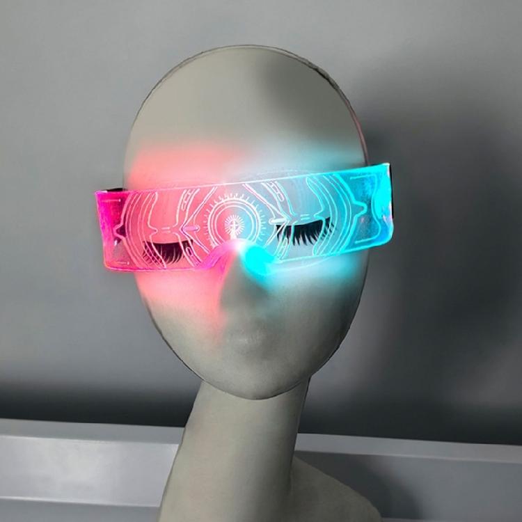 Flashing LED Party Eyeglasses Acrylic Spectacles Rechargeable Glasses for Cosplay Festival Outfits Stylish Eyewear
