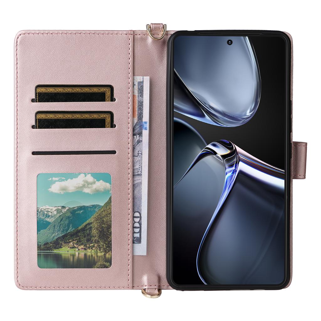 For Asus Zenfone 12 Ultra 5G Wallet Case with Shoulder/Wrist Strap Leather Phone Cover Stand
