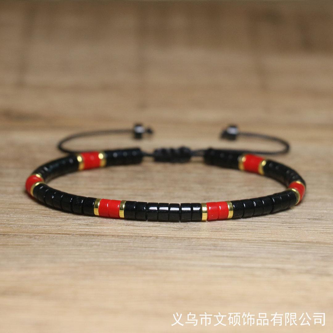 

Черно-красный браслет из бусин хейши – Золотой акцент, Регулируемый, Бохо-украшение, Смелый подарок для защиты для мужчин и женщин чёрный