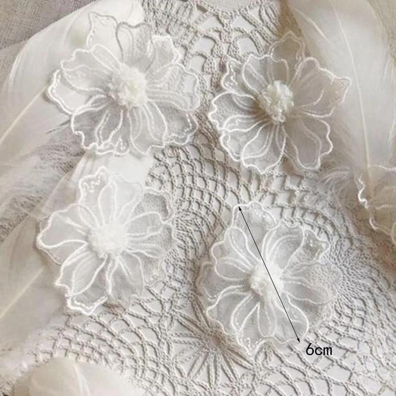 5 ks Černobílé vílí květiny Aplikace Krajka Vyšívaná nášivka Oprava Krajková aplikace na svatební šaty Dekorace