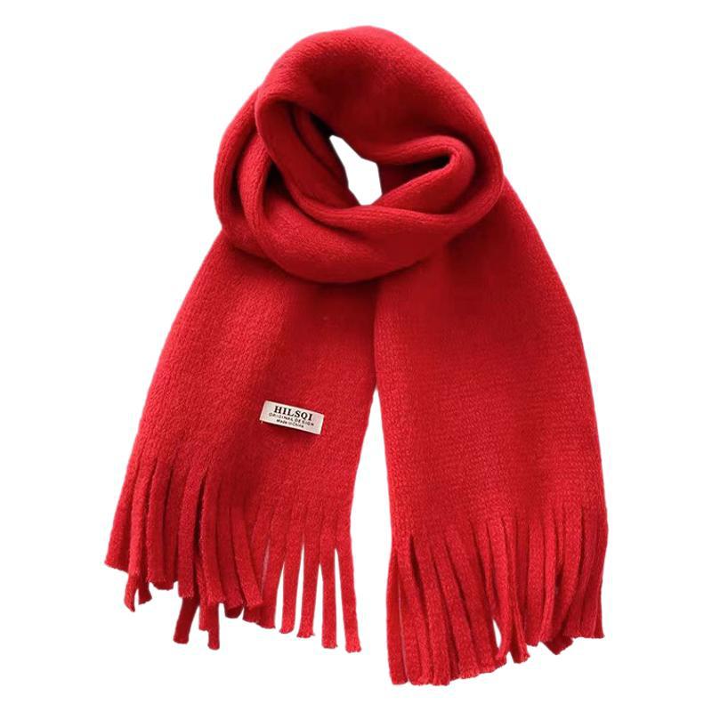 Cloth Label Knitted Scarf Women'S Season Thickened Warm Student Couple Woolen Circumference