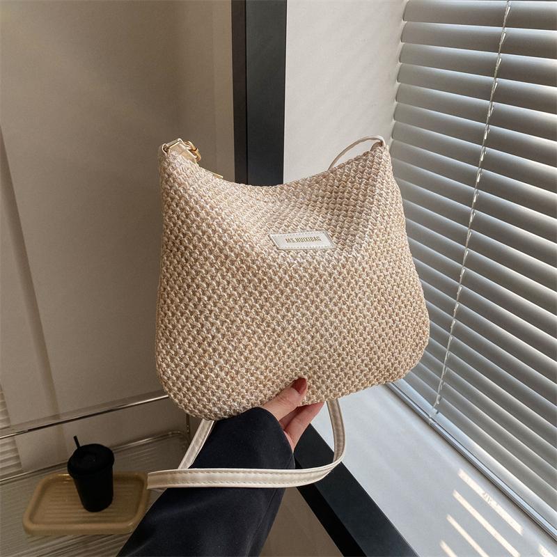 Ladies Fashion Summer Straw Crossbody Bag Women Beach Holiday Shopping Woven Shoulder Handbag Messenger Purses for Women Bags