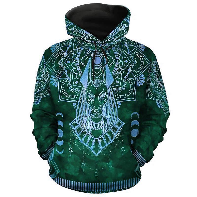 Sweat à capuche pour homme Tatouage Pharaon Anubis Égyptien Antique Impression 3D Pull Sweat-shirt Personnalité Streetwear Rétro Graphique Hoodies
