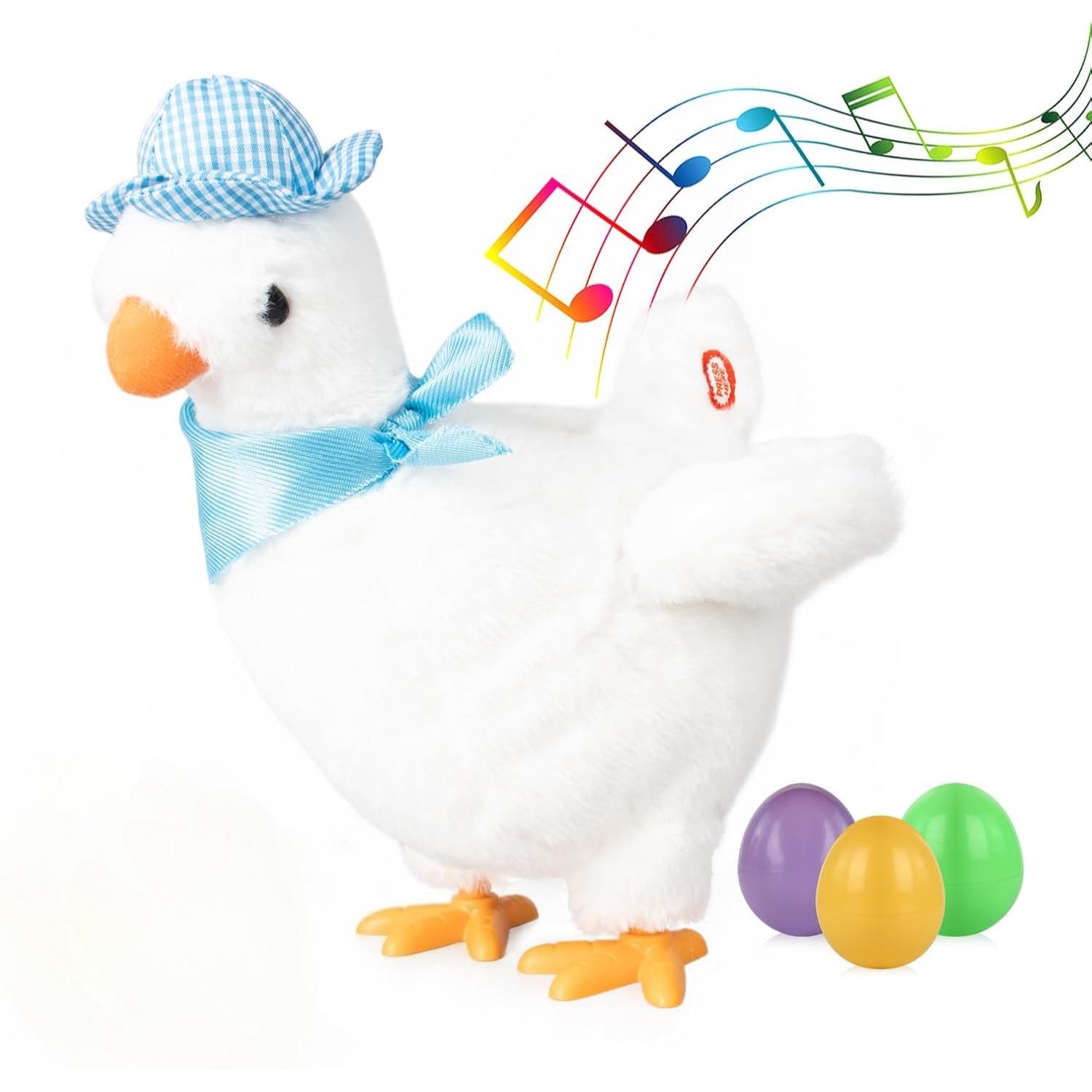 Easter Animal Toy Doll Laying Egg Electric Crazy Plush Chicken with Sound Music