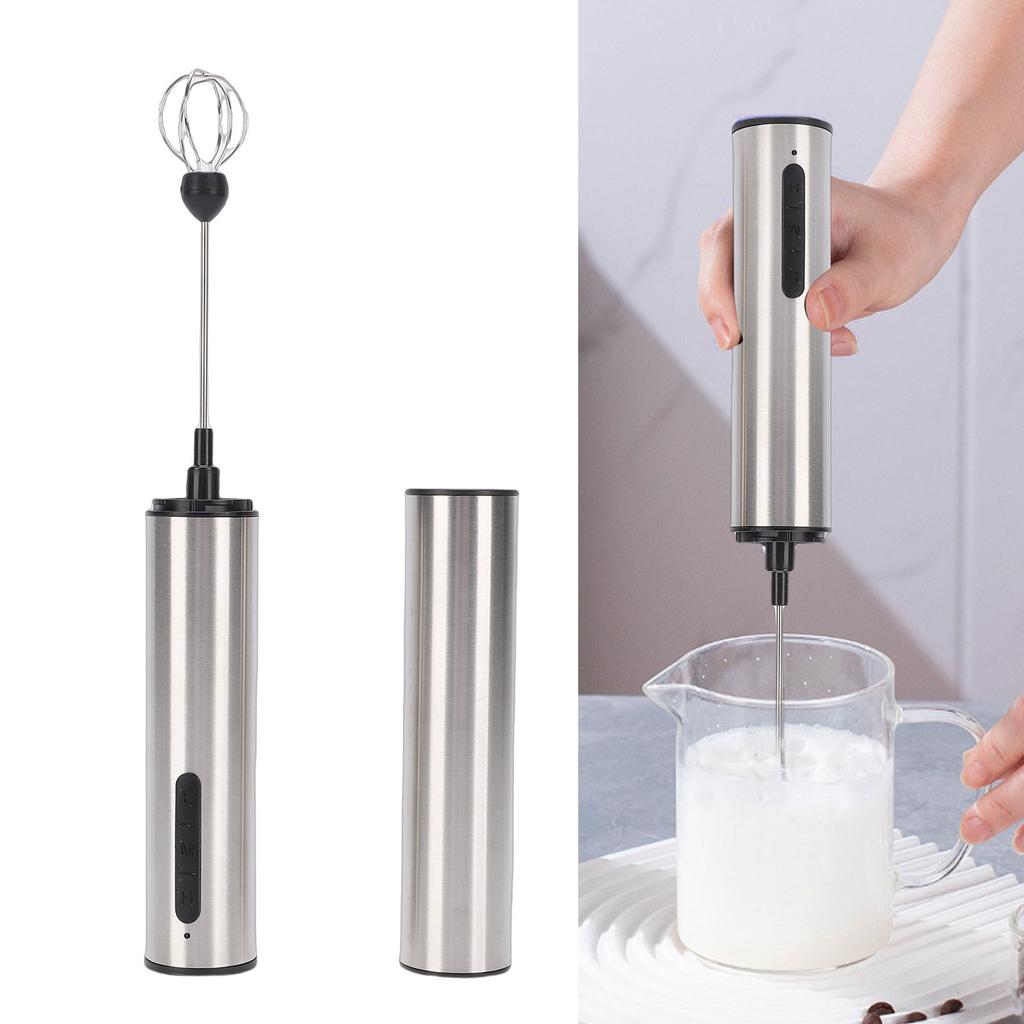   USB Rechargeable Milk Frother Handheld Stainless Steel Portable Hand Frother Drink Mixer   for   Travel Camping  