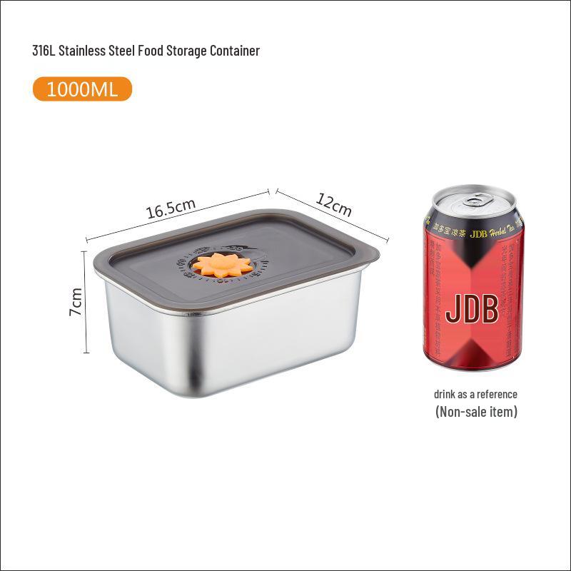 Stainless Steel Fresh-Keeping Lunch Box with Sealed Lid for Refrigerator Storage