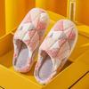 Winter Cotton Drag Women's Indoor Household Warm Fleece Non-slip Color Matching Plush Cotton Shoes Comfortable Home Cotton Slippers