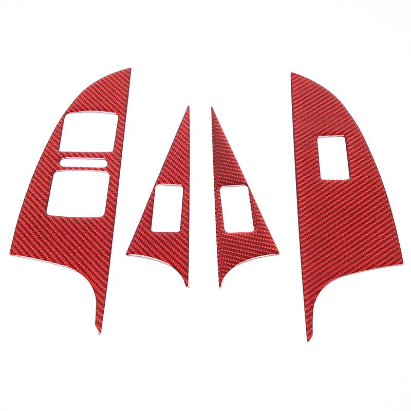 For Seat Leon 2008-2012 Soft Carbon Fiber Car Window Lift Switch Panel Cover Trim Sticker Interior Accessories 4 Pcs