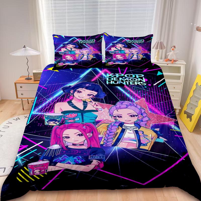 

Saja Boys 3pcs Duvet Cover Set K-pop D-Demon H-Hunters Bedding Set Comforter Cover Teens Kids Gifts Bedroom Decor US King 264x228