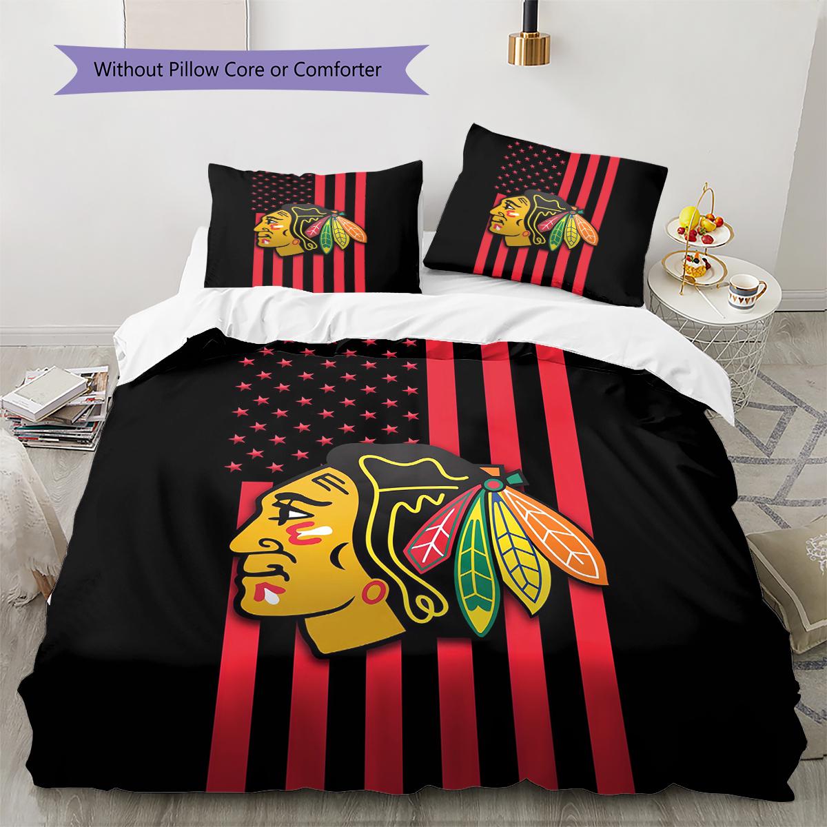 

Chicago Blackhawks Pattern Bedding Quilt Set Quilt Cover Pillowcase Home Decoration Gift (1 * duvet cover + 2 * pillowcase, without core) 140x200cm