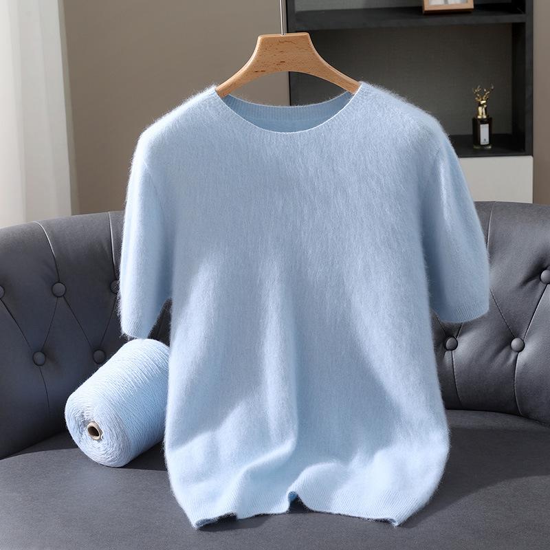 

Men s Mink Velvet Knit Pullover - Autumn/Winter Round Neck Short Sleeve Sweater L