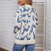 Contrast Color Animal Pattern Sweater Autumn and Winter New European and American Round Neck Sweater for Women