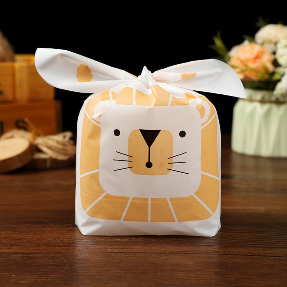 

50pcs Standing Ear Type Candy Gift Bags Rabbit Lion Pattern Baking Package Bag Biscuits rabbit