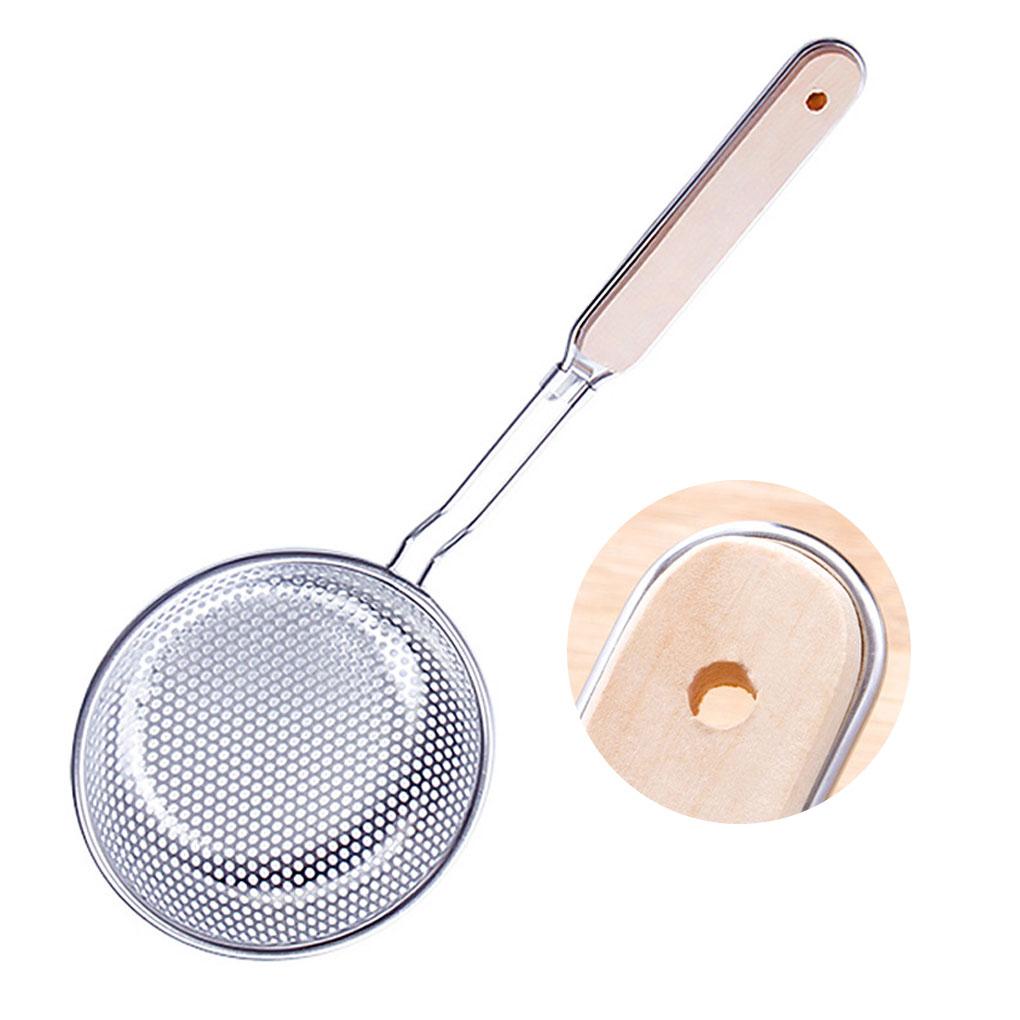 Strainer Spoon Stainless Filter Scoop Hanging Frying Spoon Skimmer for Kitchen